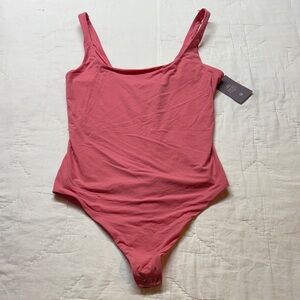 Auden Coral Seamless Balletcore Scoop Neck Lux 4-Way Stretch Bodysuit Pink NWT